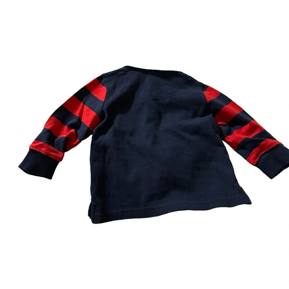 Janie And Jake 6-12 months blue and red long sleeve polo - Picture 2 of 3